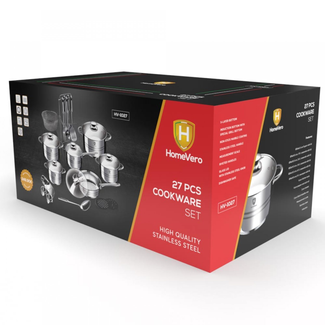 Home Vero Stainless Steel Cookware Set 27pcs - Image 6