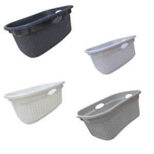 Καλάθι Άπλυτων Οβάλ Rattan 50lt 64x42x25 cm Ανοιχτό Γκρι