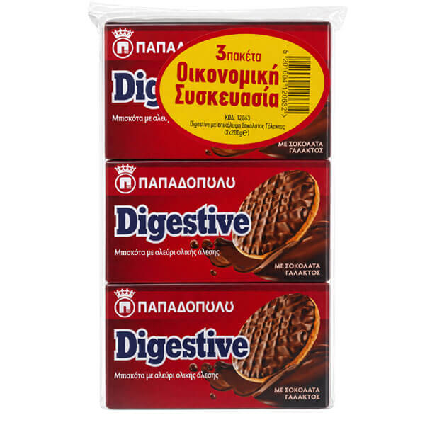Παπαδοπουλου Digestive Σοκολατα Γαλακτος 3X200GR