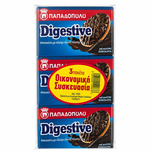 Παπαδοπουλου Digestive Μαυρη Σοκολατα 3X200GR